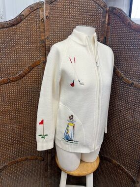 Vintage LeRoy golf cardigan sweater medium
